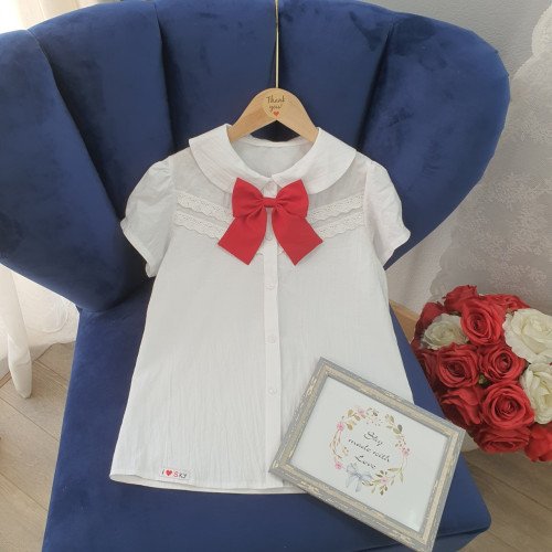 Áo sơ mi trắng ren V ngực size đại size 10 -13-kidsky-bán sỉ Áo sơ mi trắng ren V ngực size đại size 10 -13 Áo sơ mi trắng ren V ngực size đại size 10 -13-ÁO SƠ MI CỘC TAY BÉ GÁI